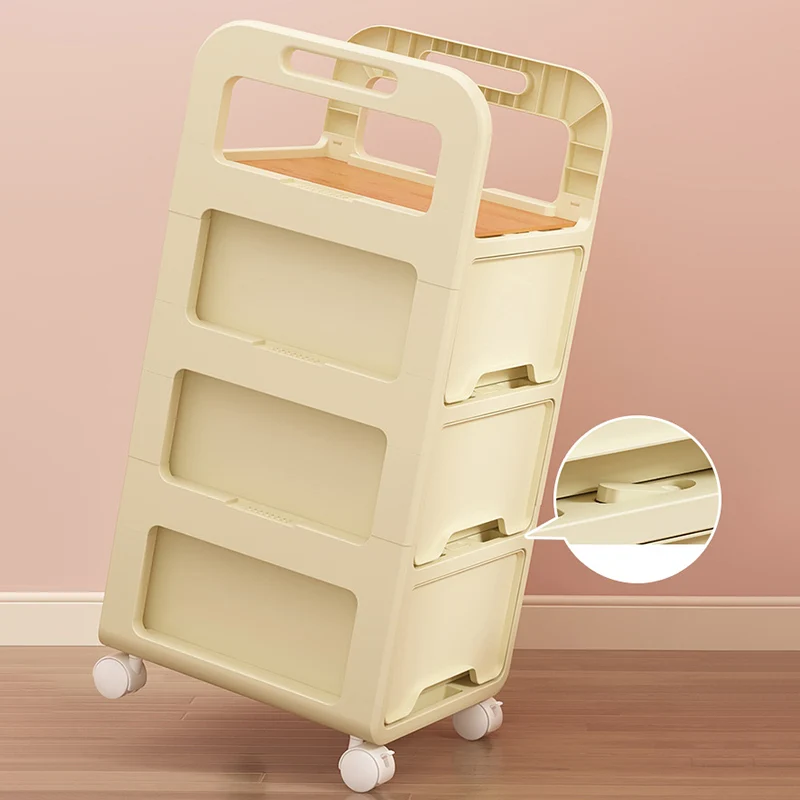Modern Minimalist Rectangular PP Movable Detachable Storage Cabinet 2/3/4-Tier For Living Room