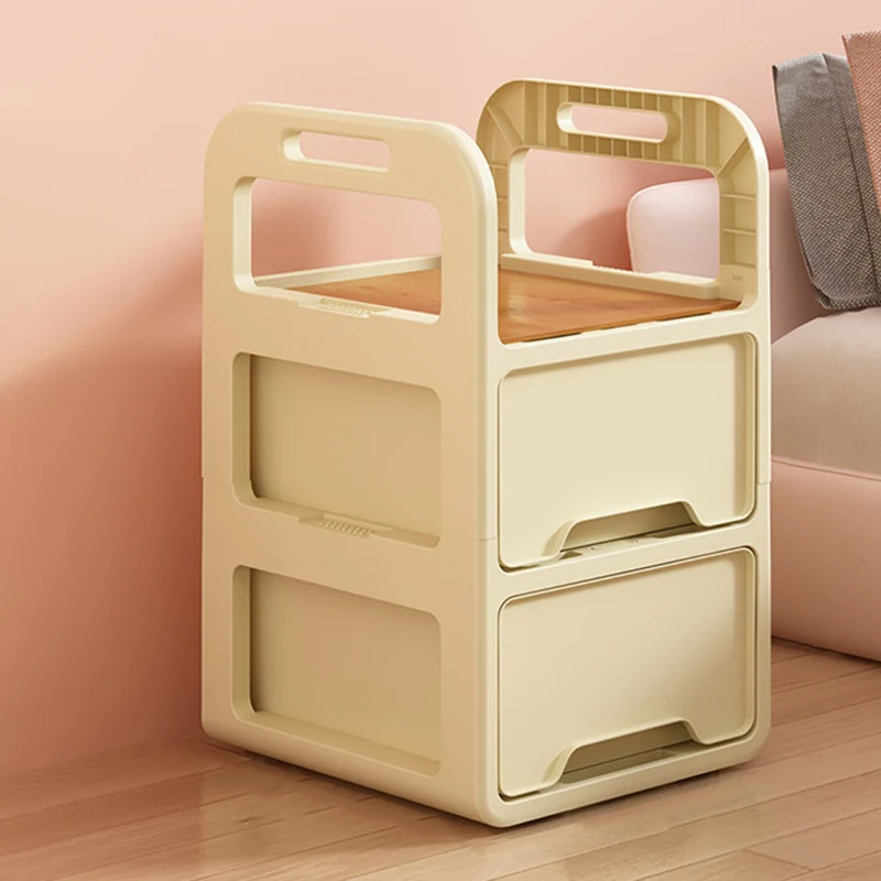 Modern Minimalist Rectangular PP Movable Detachable Storage Cabinet 2/3/4-Tier For Living Room