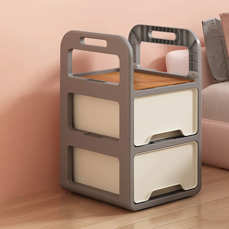 Modern Minimalist Rectangular PP Movable Detachable Storage Cabinet 2/3/4-Tier For Living Room