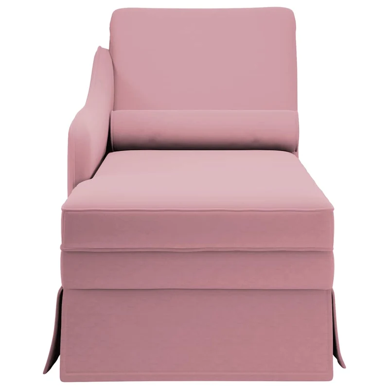 Chaise lounge c/ reforço/apoio de braços direito veludo rosa