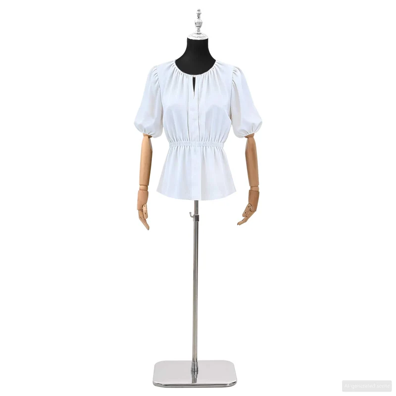 Mannequin Ajustável de 165-213 cm com Base Feminino PP Preto