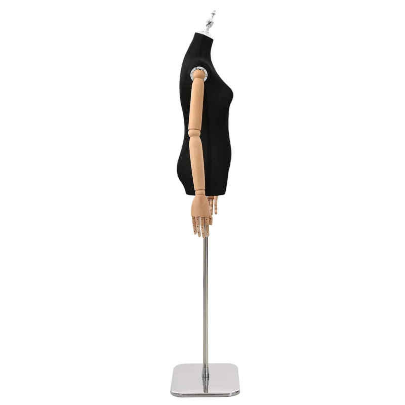 Mannequin Ajustável de 165-213 cm com Base Feminino PP Preto