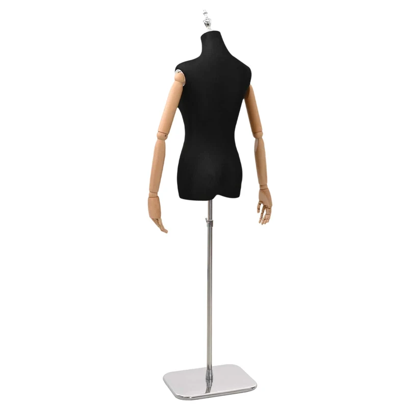 Mannequin Ajustável de 165-213 cm com Base Feminino PP Preto