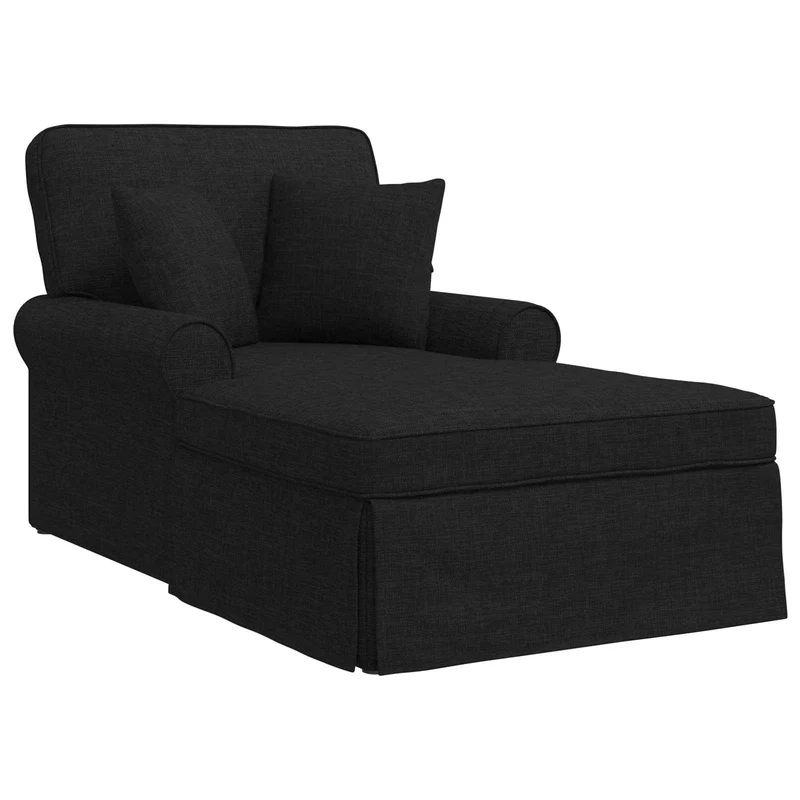 Chaise Lounge com Saia 3 unid. Preto tecido 91 x 157 x 91 cm