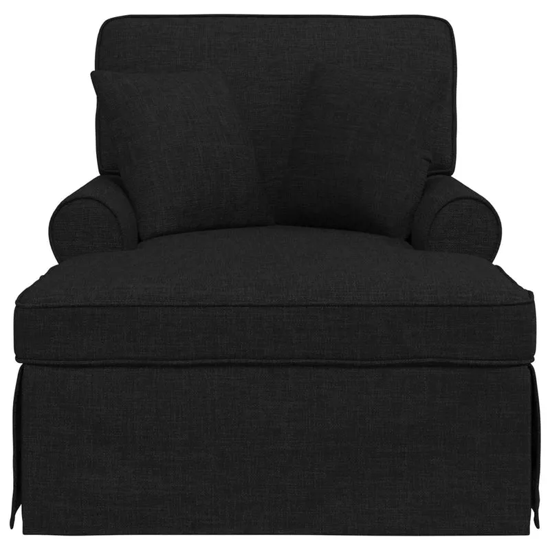 Chaise Lounge com Saia 3 unid. Preto tecido 91 x 157 x 91 cm