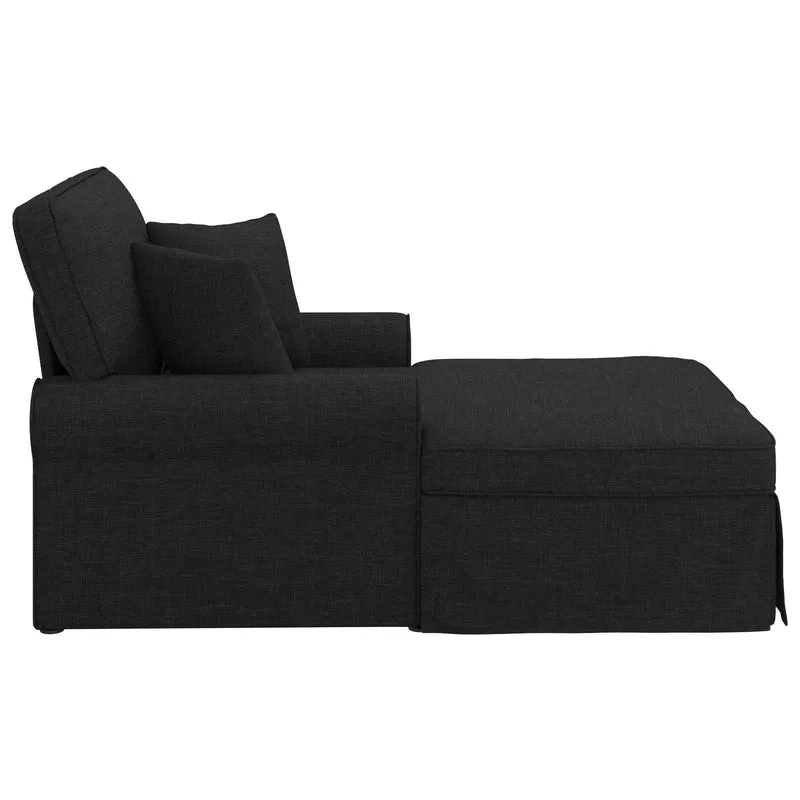 Chaise Lounge com Saia 3 unid. Preto tecido 91 x 157 x 91 cm