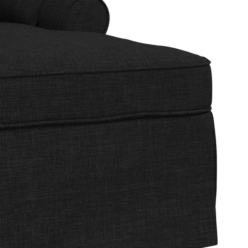 Chaise Lounge com Saia 3 unid. Preto tecido 91 x 157 x 91 cm