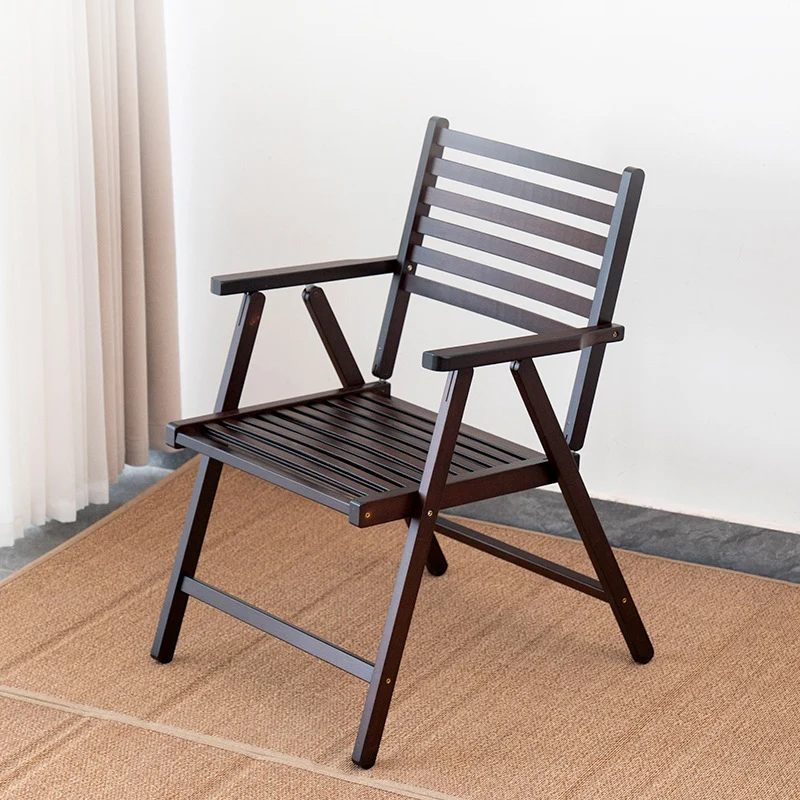 Modern Minimalist Bamboo Rectangular Lounge Chair Foldable Armrest For Outdoor Garden