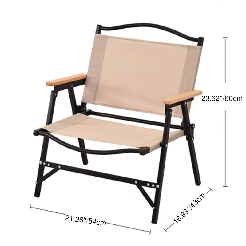 Modern Minimalist Oxford Cloth & Carbon Steel Square Outdoor Chair Foldable Armrest For Outdoor Camping