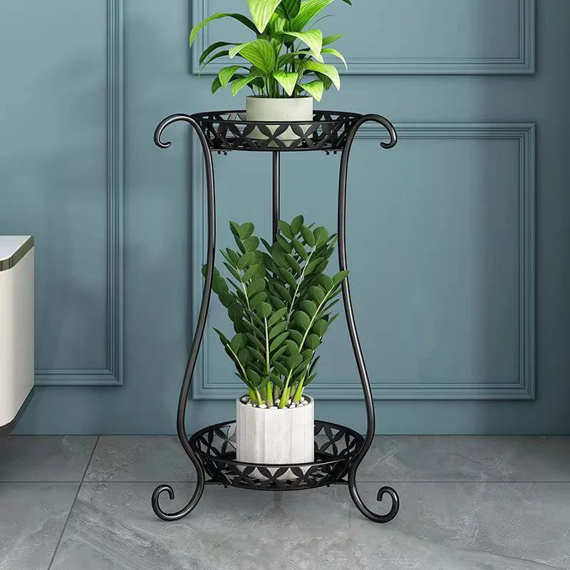 Modern Minimalist Round Iron Display Rack 2-Tray For Living Room