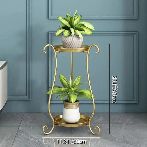 Modern Minimalist Round Iron Display Rack 2-Tray For Living Room