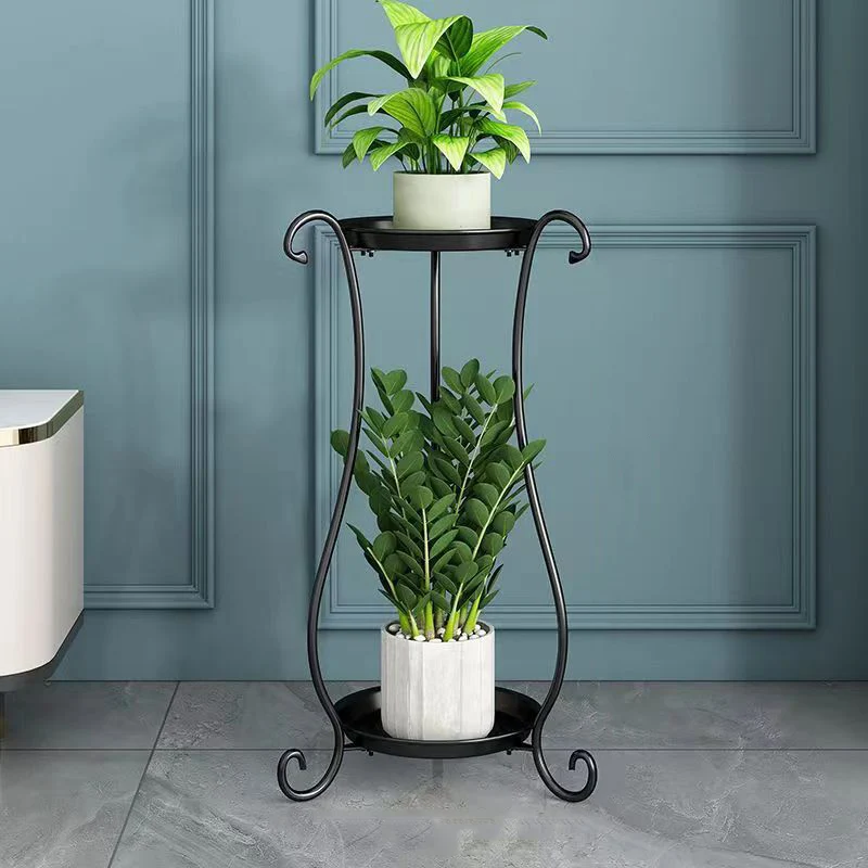 Modern Minimalist Round Iron Display Rack 2-Tray For Living Room