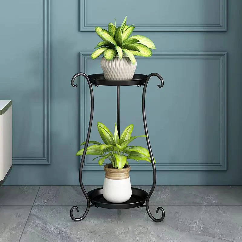 Modern Minimalist Round Iron Display Rack 2-Tray For Living Room