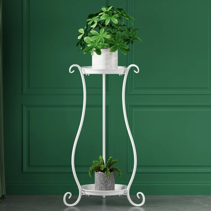 Modern Minimalist Round Iron Display Rack 2-Tray For Living Room