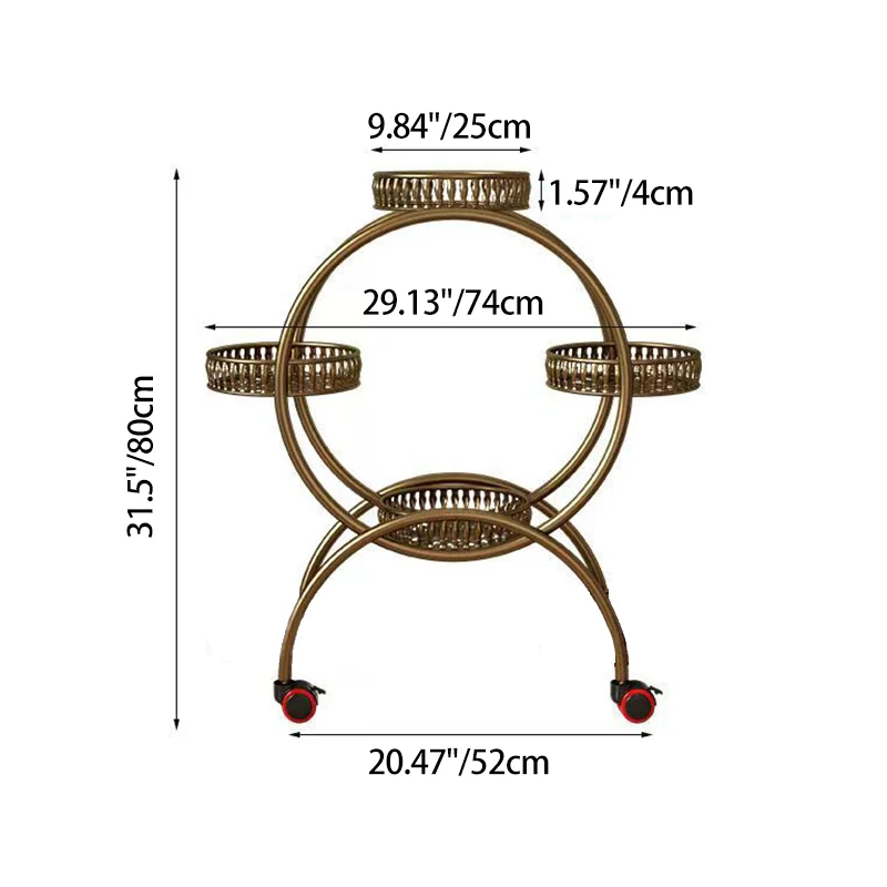 Modern Minimalist Movable Round Ferris Wheel-Shaped Carbon Steel Display Rack 4/6/8-Tray For Balcony