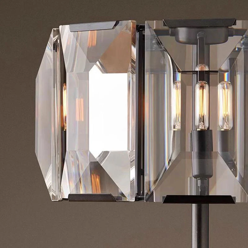 Contemporary Luxury Crystal Iron Round 1-Light Table Lamp For Bedroom