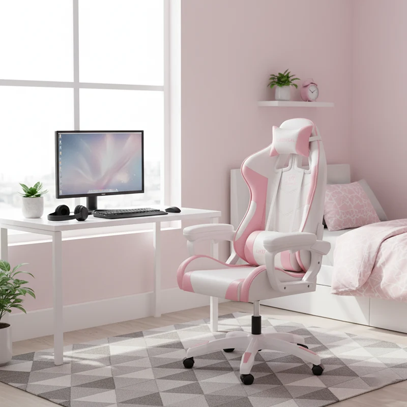 Modern Minimalist Curved Seat Cushion Faux Nappa Leather Sponge Nylon Legs Desk Chair Backrest Armrest For Home Office