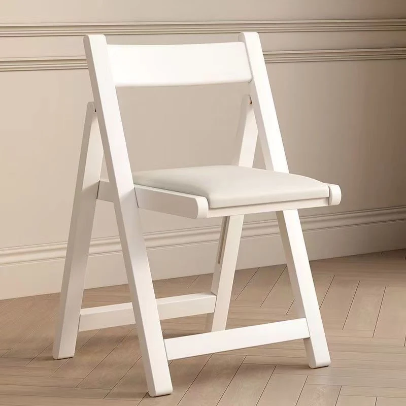 Contemporary Scandinavian Square Rubberwood Solid Wood PU Leather Foldable Backrest Chair For Living Room