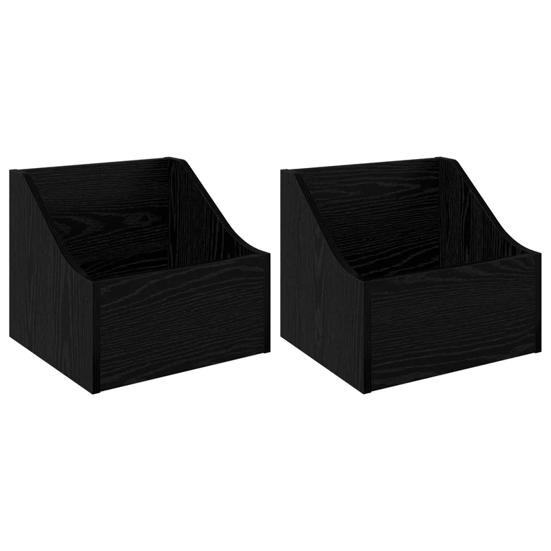 Caixa de Discos LP 2 unid. Carvalho Preto 37 x 33 x 32 cm
