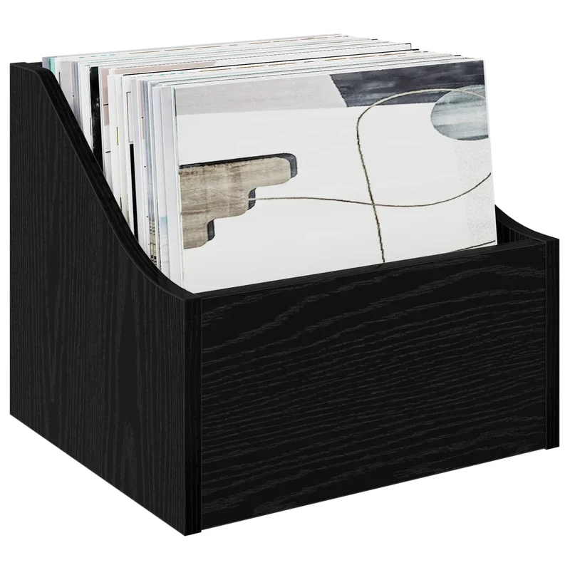 Caixa de Discos LP 2 unid. Carvalho Preto 37 x 33 x 32 cm