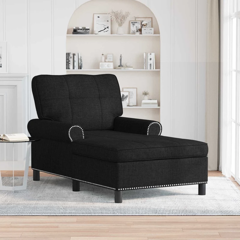 Chaise Lounge Preto tecido 91 x 157 x 91 cm