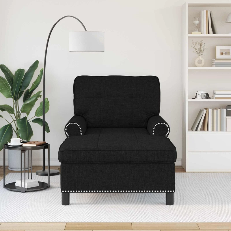Chaise Lounge Preto tecido 91 x 157 x 91 cm