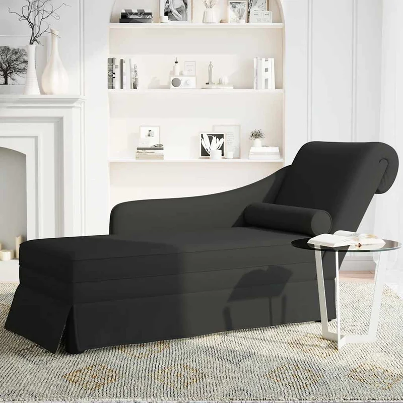 Chaise lounge c/ reforço/apoio de braços direito veludo preto
