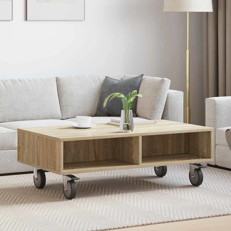 Mesa Lateral com Rodas Carvalho Sonoma 90 x 50 x 30 cm