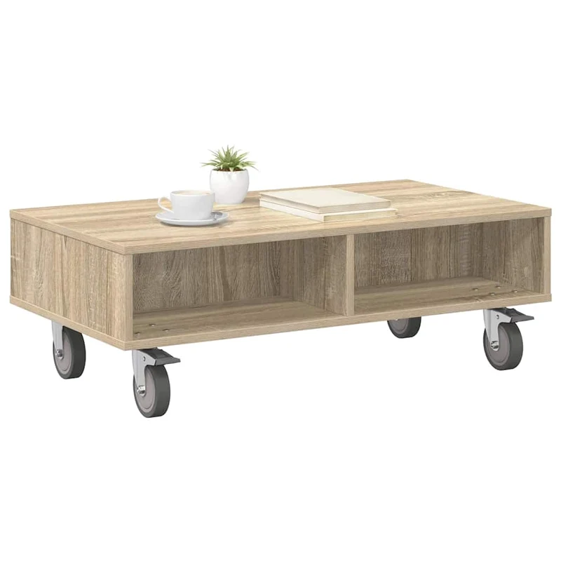 Mesa Lateral com Rodas Carvalho Sonoma 90 x 50 x 30 cm