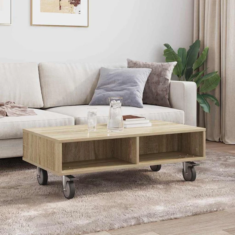 Mesa Lateral com Rodas Carvalho Sonoma 90 x 50 x 30 cm