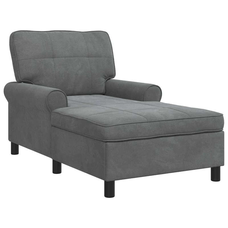 Chaise Lounge com almofada Cinzento Escuro 91 x 157 x 91 cm Veludo