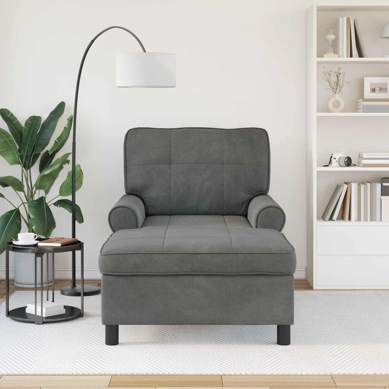 Chaise Lounge com almofada Cinzento Escuro 91 x 157 x 91 cm Veludo