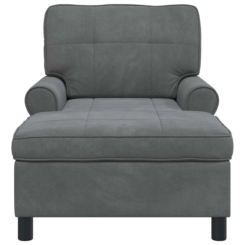 Chaise Lounge com almofada Cinzento Escuro 91 x 157 x 91 cm Veludo