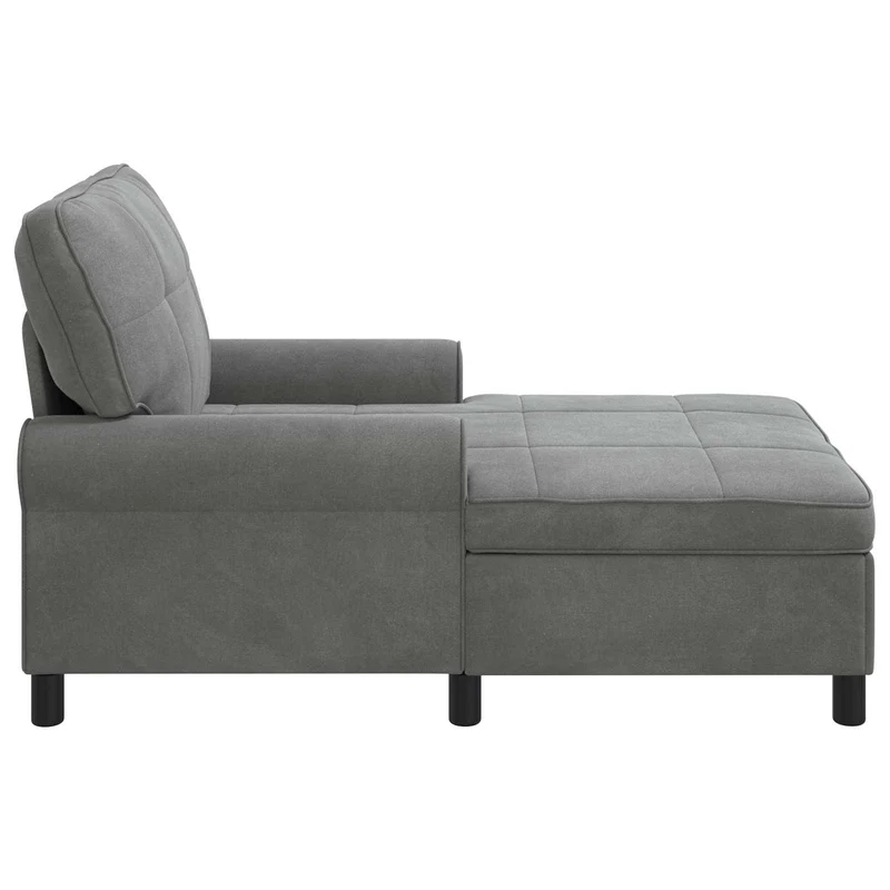 Chaise Lounge com almofada Cinzento Escuro 91 x 157 x 91 cm Veludo