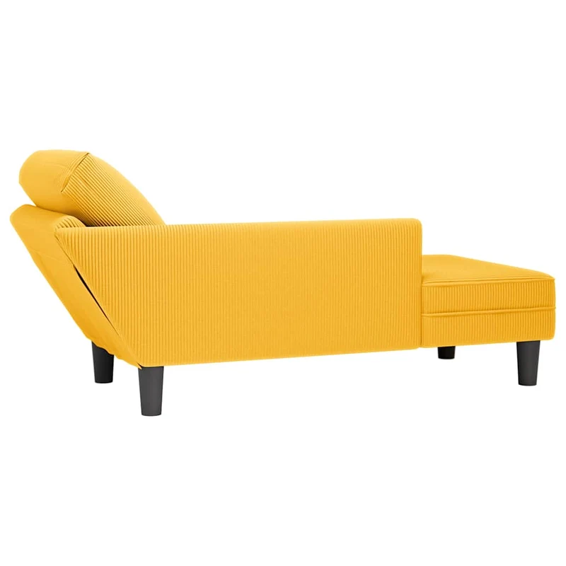 Chaise lounge com almofada tecido corduroy amarela claro