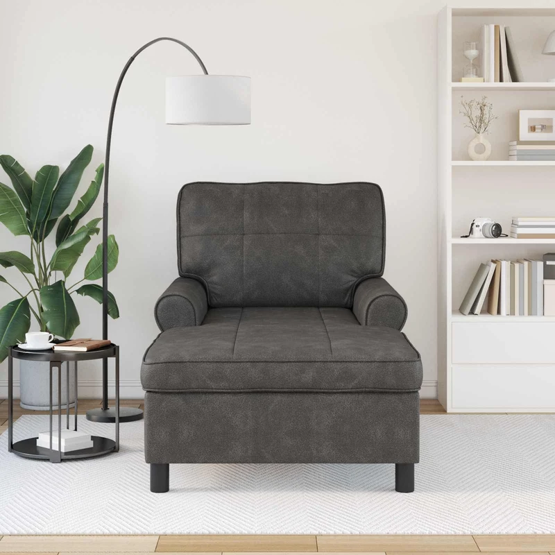 Chaise Lounge Preto Couro Sintético 91 x 157 x 91 cm