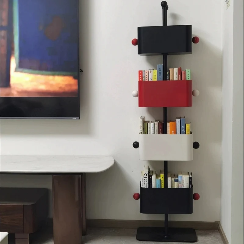 Contemporary Scandinavian Iron Frame Rectangular Bookshelf Display Stand 4-Tier Storage Rack For Home Office