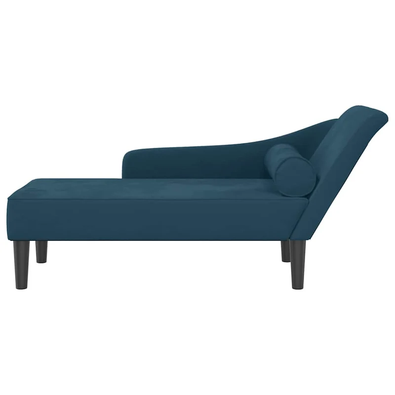 Chaise lounge com almofadões veludo azul