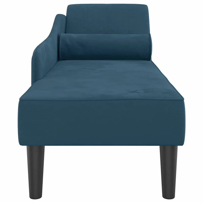 Chaise lounge com almofadões veludo azul