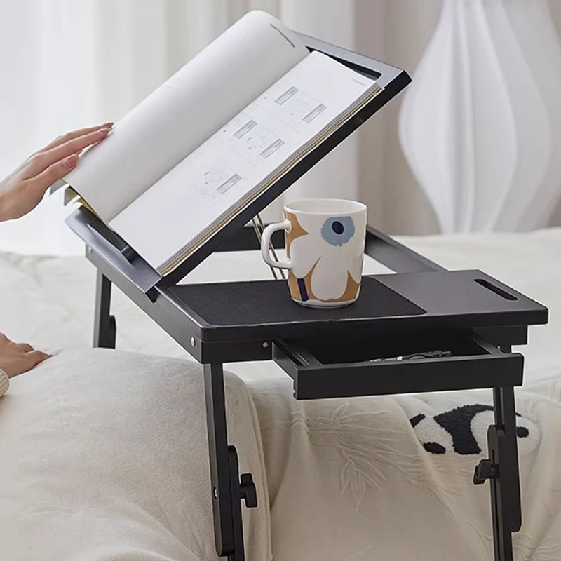 Adjustable Foldable Bamboo Bed Desks - Simplicity Ergonomic Laptop Table For Bedroom & Study