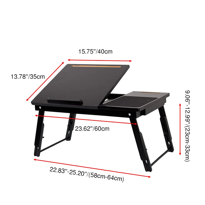 Adjustable Foldable Bamboo Bed Desks - Simplicity Ergonomic Laptop Table For Bedroom & Study
