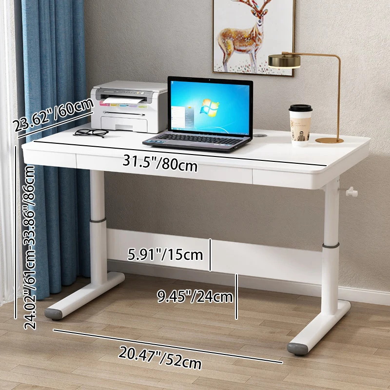 Modern Simplicity Liftable Rectangular Eco-Friendly Engineered Wood & Particle Board Carbon Steel Desk 1-Drawer For Home Office