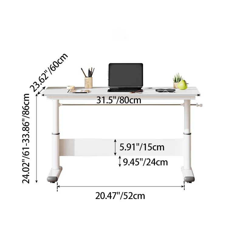Modern Simplicity Liftable Rectangular Eco-Friendly Engineered Wood & Particle Board Carbon Steel Desk 1-Tier For Home Office