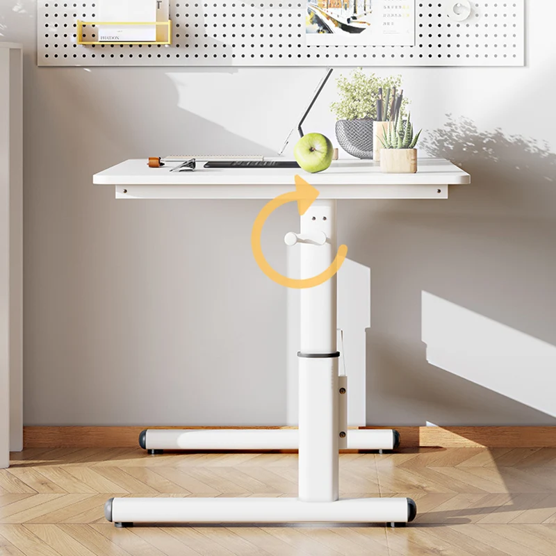 Modern Simplicity Liftable Rectangular Eco-Friendly Engineered Wood & Particle Board Carbon Steel Desk 1-Tier For Home Office