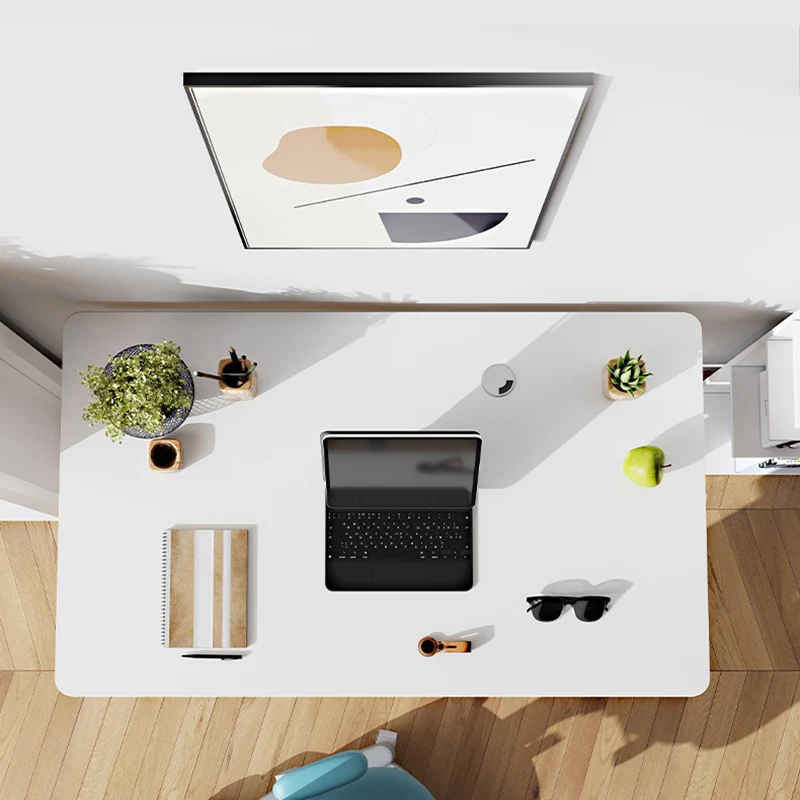 Modern Simplicity Liftable Rectangular Eco-Friendly Engineered Wood & Particle Board Carbon Steel Desk 1-Tier For Home Office