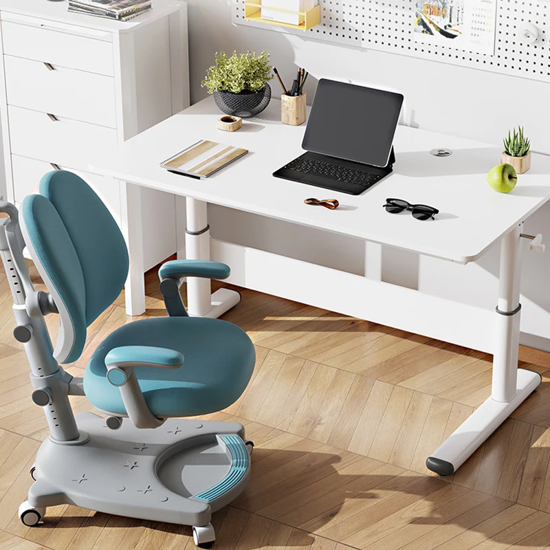 Modern Simplicity Liftable Rectangular Eco-Friendly Engineered Wood & Particle Board Carbon Steel Desk 1-Tier For Home Office