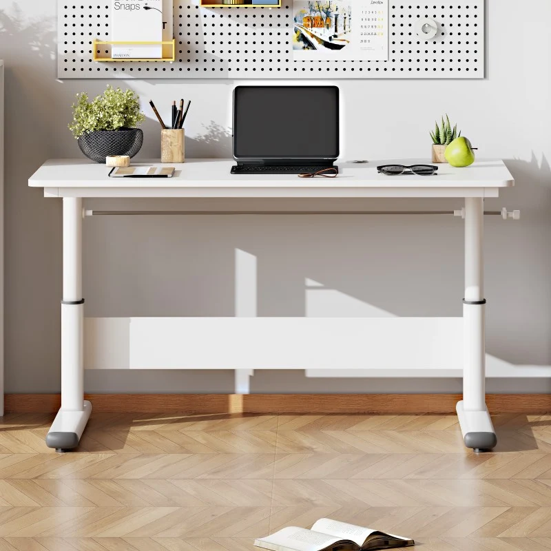 Modern Simplicity Liftable Rectangular Eco-Friendly Engineered Wood & Particle Board Carbon Steel Desk 1-Tier For Home Office