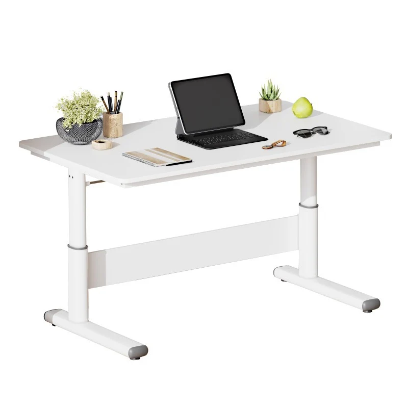 Modern Simplicity Liftable Rectangular Eco-Friendly Engineered Wood & Particle Board Carbon Steel Desk 1-Tier For Home Office