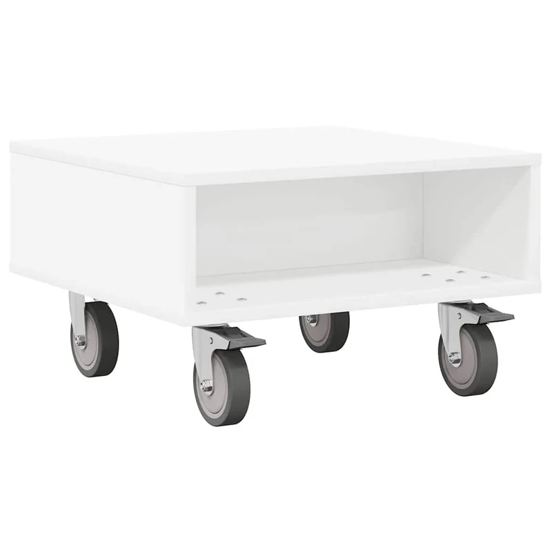 Mesa Lateral com Rodas Branco 50,5 x 50 x 30 cm
