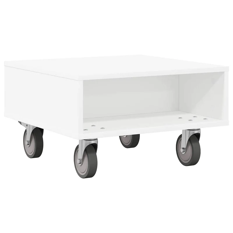 Mesa Lateral com Rodas Branco 50,5 x 50 x 30 cm